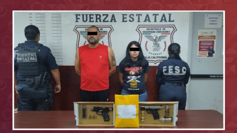 Interviene Fuerza Estatal a pareja en posesión de arma de fuego en el Valle de Mexicali