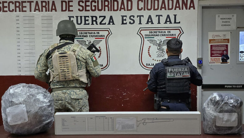Recuperan vehículo robado, se encuentran arma y drogas, pero se les pierden sujetos a Fuerza Estatal y a Defensa