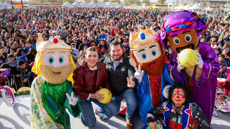 Encabeza gobernadora festival de reyes en Los Santorales