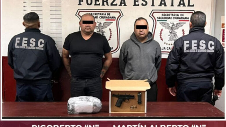 Veloces sujetos son detenidos en posesión de arma de fuego en Tecate