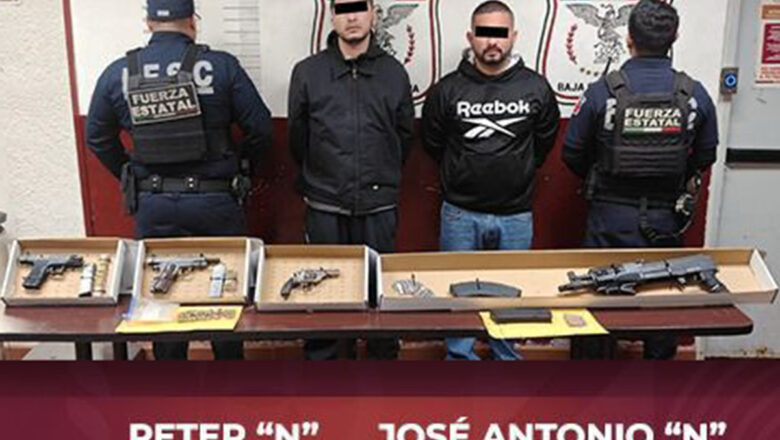 Caen par de sujetos en posesión de armas de fuego en Tecate