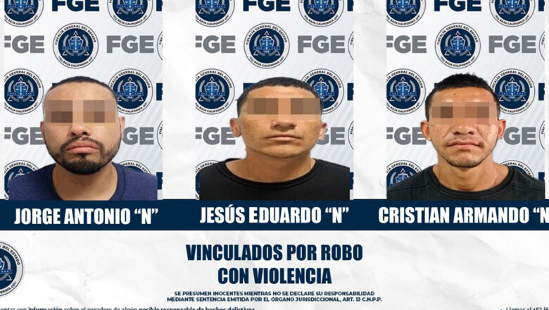 Dictan prisión preventiva a tercia de sujetos por robos a comercios 