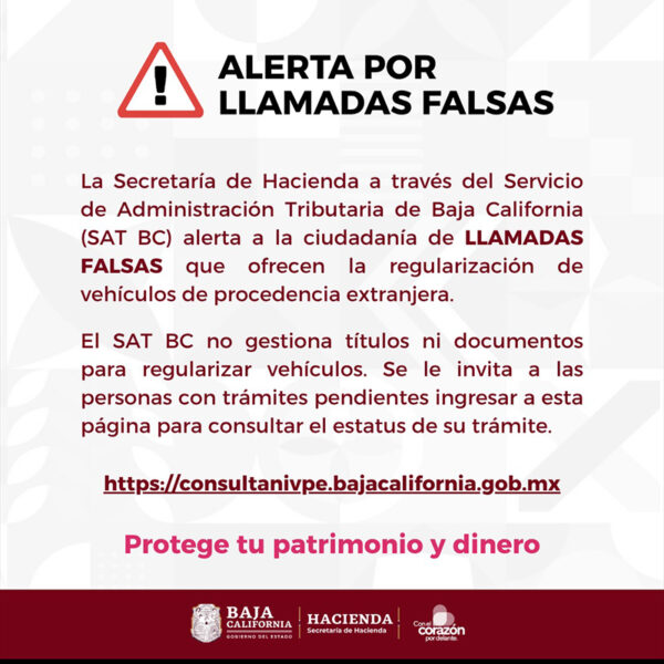 Invita Hacienda BC a no caer en fraudes por presunta regularización de vehículos