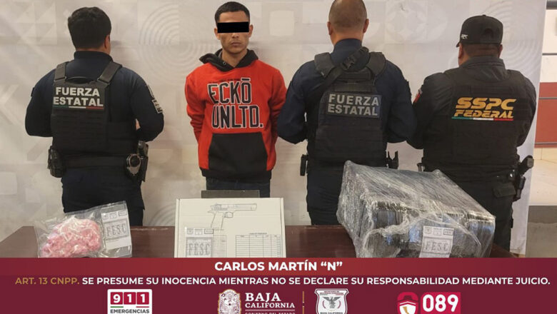 Captura FESC a sujeto con droga y arma abastecida en Tijuana